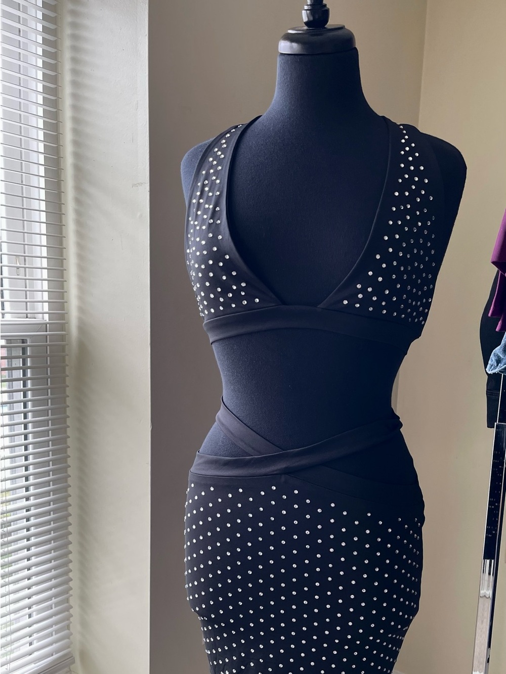 superdown Black Studded Cutout Mini Dress Set